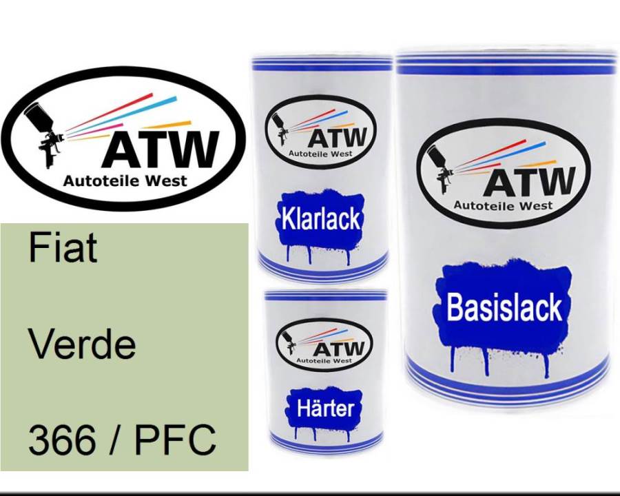 Fiat, Verde, 366 / PFC: 500ml Lackdose + 500ml Klarlack + 250ml Härter - Set, von ATW Autoteile West.